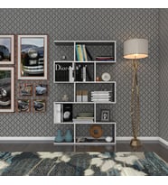 Kenzlife kitaplık firuze 150*090*20 gri duvar rafı