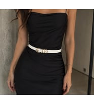 Kare Gold Tokalı Kadın Kemer – İnce Elbise ve Pantolon Kemeri