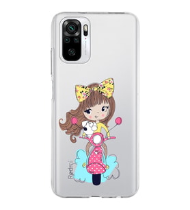 Xiaomi Redmi Note 10 Uyumlu Kapak Vespagirl Tasarımlı Şeffaf Silikon Kılıf