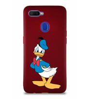 Oppo AX7 Soft Premier Kapak Donald Duck-D Tasarımlı Silikon Kılıf - Mürdüm (Şeffaf)