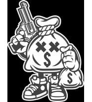 Para Çantası Soygun Sticker 10x10 cmRenkli Sticker