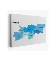 Şırnak İli ve İlçeler Haritası  Dekoratif Kanvas Tablo 1462