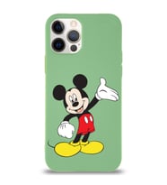 Apple iPhone 12 Pro Max  Lansman Kılıf Mickey Mouse Tasarımlı Altı Kapalı İçi Kadife Kaplı  Kapak (Şeffaf)