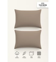 THE BERB  2'li Penye Yastık Kılıfı Seti  %100 Pamuk  50 x 70  Fermuarlı (Vizon)