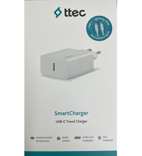 Ttec 2scs22bl Smartcharger Pd 20w Seyahat Hızlı Şarj Aleti+usb-c - Lightning 150cm Kablo Beyaz
