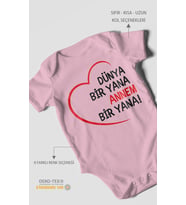 Dünya bir yana annem bir yana Kısa Kollu Bebek Body %100 Pamuk