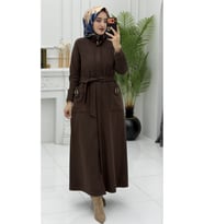 Aslı Kaban Kahverengi Kadın Şık Kışlık Uzun Kaban Oversize Günlük Mont ve Dış Giyim