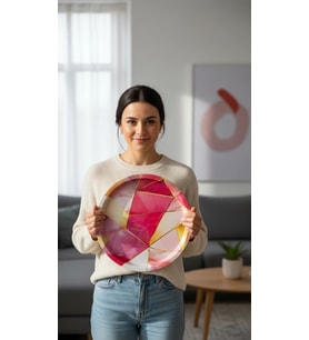 Lüks 35cm Metal Yuvarlak Tepsi – Özel Tasarım