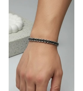 Çelik Silver Siyah Şeritli Erkek Rolex Bileklik - 26blke02