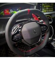 DİKİŞLİ DİREKSİYON KILIFI KARBON NOKTA DERİ KIRMIZI YÜZÜK/DİKİŞLİ PEUGEOT 3008 2008
