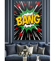 Bang Yazılı Modern Pop Art Dekoratif Kanvas - Mdf Ahşap Tablo