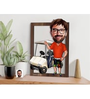 BK Gift Kişiye Özel Erkek Golfcü Karikatürlü 3D Ahşap Tablo-8, Sevgiliye Hediye, Arkadaşa Hediye, Doğum Günü Hediyesi