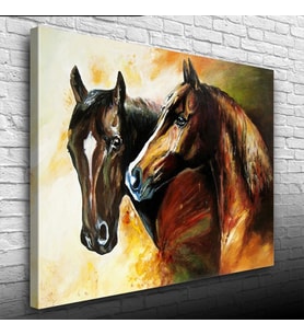 İki At Yağlıboya Kanvas Tablo 50 x 70