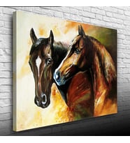 İki At Yağlıboya Kanvas Tablo 50 x 70