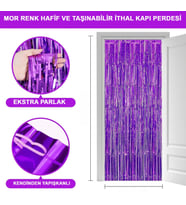 Mor Renk Ekstra Metalize Parlak Saçaklı Arka Fon Perde İthal A Kalite 1x2 Metre (5047)