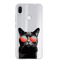 PrintiFy Xiaomi Redmi Note 7 ile Uyumlu 1mm Slim Fit Kedi 3 050d Baskılı Şeffaf  Kılıf