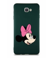 Samsung Galaxy J7 Prime 2 Soft Premier Kapak Minnie Mouse-A Tasarımlı Silikon Kılıf - Yeşil (Şeffaf)