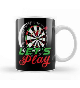Lets Play Darts Dartboard Dart Player Target Bullseye Arrow Kupa Bardak Porselen