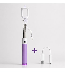 Philips Type-C to 3.5mm Jack Dönüştürücü 270 Derece Dönebilen Premium Selfie Çubuğu Lila 2023Yeni3611UC10