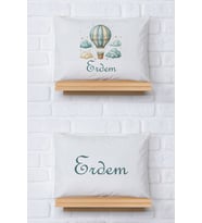 Pia Baby Premium %100 Pamuk İkili İsim Yazılı Erkek Bebek Yastık Kılıfı – 35x45 cm Organik Baskı 5050-13 (Ekru)