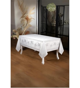 Nilüfer Lüx Jakar Kumaş Gri Masa Örtüsü Dikdörtgen 160x320 Cm - 1090 (Standart)