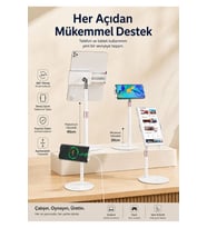 Metal, Yükseklik ve Açı Ayarlı Masaüstü Telefon ve Tablet Tutucu Taşınabilir Tablet, Telefon Standı