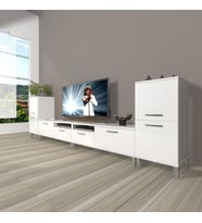 Decoraktiv Eko 9220 Slm Krom Ayaklı Tv Ünitesi Tv Sehpası (Beyaz)