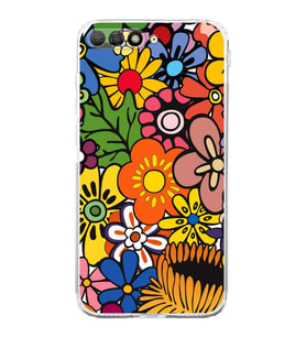 PrintiFy Huawei Y6 2018 ile Uyumlu Retro Color 2  Kamera Korumalı Şeffaf  Kılıf