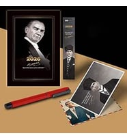 2026 Gazi Paşa Atatürk Ajandası Ayraç Kartpostal Kalem - Kırmızı