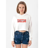 Babymonster Sheesh Ekru Kadın Crop Kapşonlu
