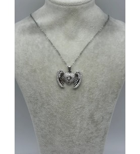 Çelik Silver Açılan Kalpli Kanatlı Kolye - 25-ctr402