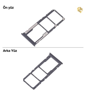 Xiaomi Redmi 14C Sim Tepsisi Çiftli Siyah Çift Hatlı Dual Sim Sim Yeri Sim Kızağı Sim Kart Yuvası