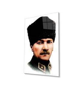 Atatürk Cam Tablo 4mm Dayanıklı Temperli Cam, Atatürk Glass Wall Art (Çok Renkli)