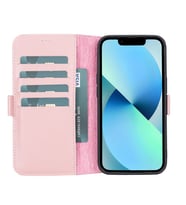 Apple iPhone 13 Uyumlu Deri Cüzdanlı Kılıf Toz Pembe