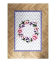 MEKTA HOME BEBEK VE ÇOCUK ODASI Çiçekli Zikzak Desenli Halı