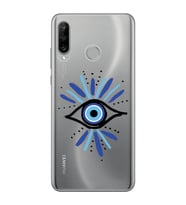 Huawei P30 Lite Uyumlu Nazar Göz Desenli Şeffaf Telefon Kılıfı
