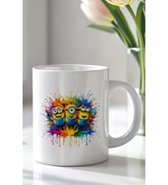 Minions Tasarımlı 330ml Baskılı Beyaz Seramik Kupa Bardak