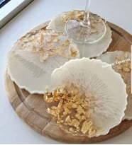 Epoksi 4 lü Bardak Altlığı Takımı (Krem)