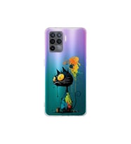 OPPO A96 ile Uyumlu Splash Kedi Tasarımlı Şeffaf Silikon Kılıf