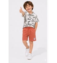 Cg Kids Safari Desenli Erkek Çocuk Yakalı Tişört ve Şort Pamuklu Yazlık Takım