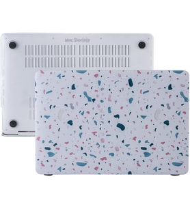 MacBook Air 13 Kılıf A1932 A2179 A2337 M1 Uyumlu Terrazzo Desenli Sert Koruyucu Hard Case Şeffaf Hafif Çizilme Önleyici Beyaz
