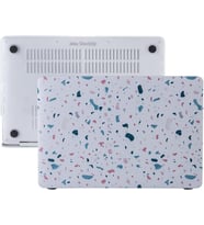 MacBook Air 13 Kılıf A1932 A2179 A2337 M1 Uyumlu Terrazzo Desenli Sert Koruyucu Hard Case Şeffaf Hafif Çizilme Önleyici Beyaz