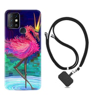 INFINIX Hot 8 9 10 11S Hot 10 Play 10T Kılıf Boyun Askılı Silikon Queen Flamingo 1748