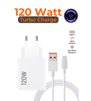 120 W (Watt) Turbo Hızlı Şarj Aleti Xiaomi Redmi Note 12 13 14 15 Pro +Plus Uyumlu Fast Charge Adaptör + Kablo Set