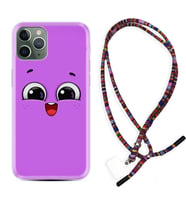 Apple iPhone 11 12 13 14 Pro Max Kılıf Boyun Asklı Rasta Silikon Purple Sweety 1717