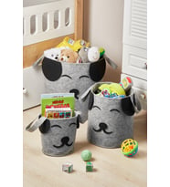 3'lü Set Köpek Figürlü Oyuncak Saklama / Çamaşır Sepeti