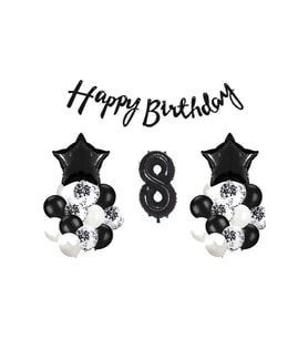 SİYAH DOĞUM GÜNÜ YAŞ BALON SET