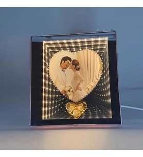 Ayna ve Led Işıklı Kalpli Fotoğraf Çerçevesi