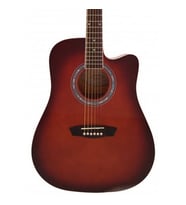 Washburn WA90CRDB Akustik Gitar - Kırmızı (Başlangıç/Orta - Dreadnought)  Parlak Kırmızı Bitiş, Yüksek Ses Projeksiyonlu Gövde, Krom Aksanlar, Ergonomik Sap  Ölçüler: 41 İnç Tam Boy