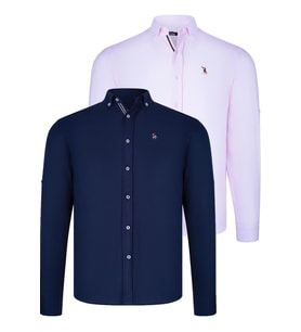 İKİLİ SET G674 DEWBERRY ERKEK GÖMLEK-LACİVERT-PEMBE (Karışık)